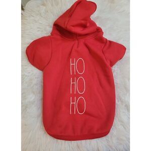 Rae Dunn Sz M Dog Holiday Sweatshirt Hoodie Cotton "Ho Ho Ho" New